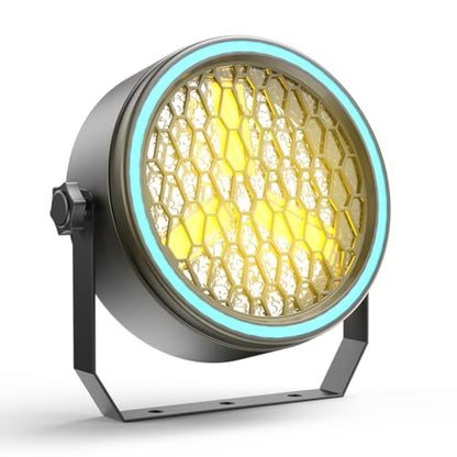 100W Retro DJ Lights, Gold Super Bright COB Par Light Stage Spotlights with Strip, Sound Activated Vintage DMX Uplights Indoor for Events Club Wedding Theater Church Dance Lighting