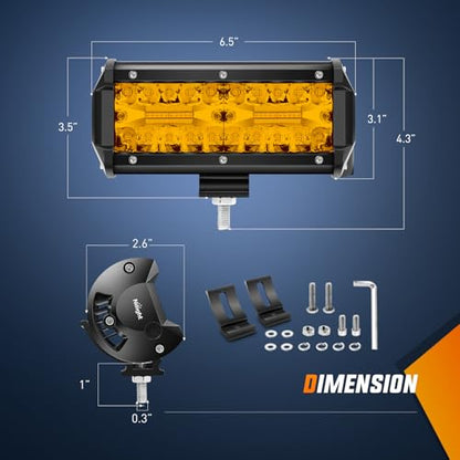 Nilight Led Light Bar 2PCS 6.5 Inch Amber 120W Spot Flood Combo Waterproof Triple Rows Off Road Fog Lights with 12V 5Pin Rocker Switch Wiring Harness Kit-2 Lead, 2 Year Warranty (ZH704) - color: Amber Led Pods + Wiring, size: Led Pods