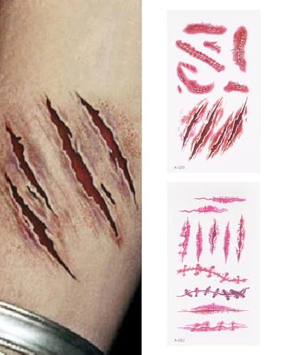 Halloween Zombie Makeup Kit, Fiestajaja Black White Red Face Paint Body Painting Kit with Brushes Sponges Tattoo Stikers for Halloween Zombie Makeup, Cosplay, SFX Effect, Theme Parties (13PCS)