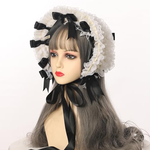 COSDREAMER Girls Women Victorian Bonnets Lace Flowers Tea Party Hats - color: C