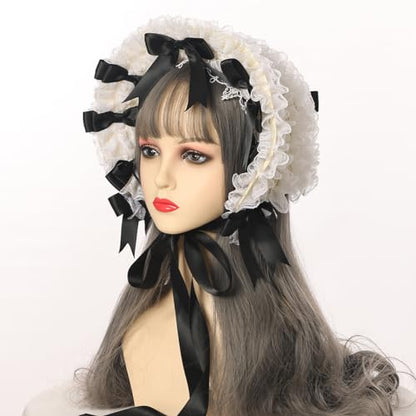 COSDREAMER Girls Women Victorian Bonnets Lace Flowers Tea Party Hats - color: C