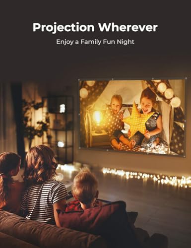 Aurzen 120-Inch Projector Screen, 16:9 4K HD, Foldable Anti-Crease, Portable Double-Sided Screen for Indoor/Outdoor Home Theater & Backyard, White (120 inches) | Foldable Anti-Crease, Portable Double-Sided, Indoor/Outdoor Home Theater & Backyard