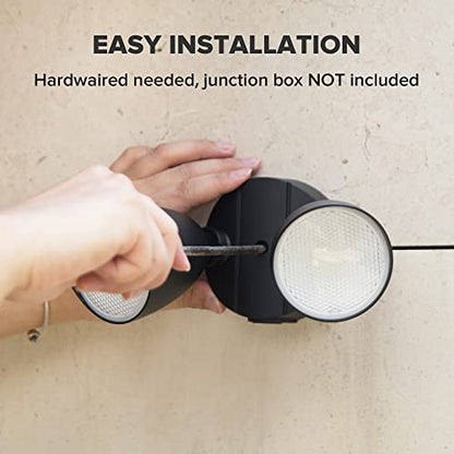 UME 2-Packs 2500 Lumen 32 Watt 28 LED Dual-Head Floodlight Outdoor, Full Metal Design, Waterproof Exterior Security Wall Light 5000K for Patio, Garden, Yard-Black - color: Black
