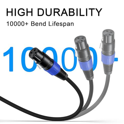 3.3FT-1 Pack 3.5mm TRS to 2 XLR Cable, Black, Unbalanced 1/8 TRS Male to Dual XLR Female, Y Splitter Breakout Cable, 3-Pin, Pure Copper and Plated Connectors for Smartphone