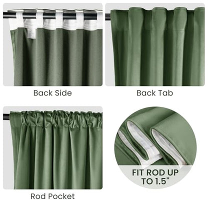 Green Velvet Curtains 84 Inches Long, Thermal Insulated Olive Green Blackout Curtains for Living Room Bedroom Curtain Set Rod Pocket Back Tab Room Darkening Drapes, 2 Panel Olive Green - color: 08-olive Green (Velvet ), size: 52"W x 84"L (Pack of 2)
