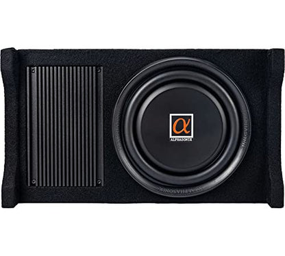 Alphasonik AS80A 8" 600 Watts with a Built-in Amplifier Down-Firing Shallow Mount Enclosed for Tight Spaces in Cars and Trucks, Slim Thin Loaded Subwoofer Air Tight Sealed Bass Enclosure - size: 8 Inch - 600 Watts Active