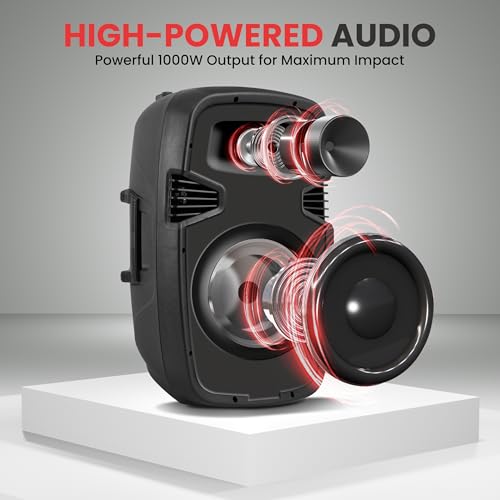 Wireless Portable PA Speaker System - 1000W High Powered Bluetooth Compatible Active + Passive Pair Outdoor Sound Speakers W/USB SD MP3 AUX - 35mm Mount, 2 Stand, Microphone, Remote - Pyle - size: 1000w