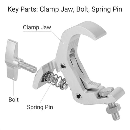 QWORK Aluminum Stage Light Truss Clamp 10 Pack, 1.18" to 1.97" Fit, 330lb Load for DJ Booth, Theatrical Rig & Event Setup