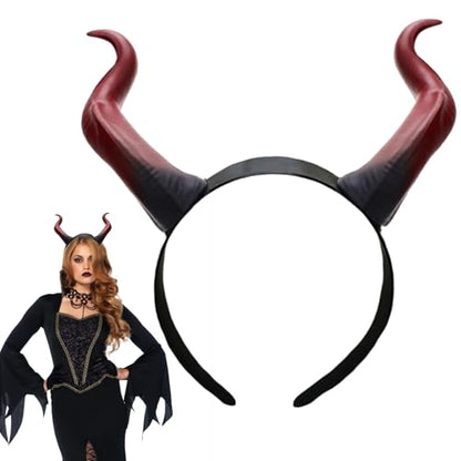 Devil Horns Headband Red Cosplay Horn Hair Hoop Dragon Devil Horns Headband Halloween Dress Up Hair Accessories for Women Girls Halloween Party Costume Accessory