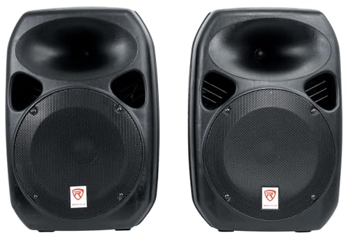 Rockville RPG122K Dual 12" Powered PA Speaker Package, Mic, Stands, Cables