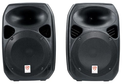 Rockville RPG122K Dual 12" Powered PA Speaker Package, Mic, Stands, Cables