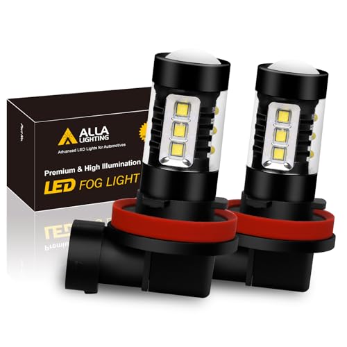 Alla Lighting Premium 80W LED Fog Lights Bulbs Upgrade, 6000K Xenon White Extremely Super Bright 12V Lamps Replacement (H8/H11/H16) - size: H8/H11/H16