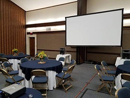 Silver Ticket Products STO Series Indoor/Outdoor 16:9 4K / 8K Ultra HD, HDR & HDTV Ready Movie Projector Screen Front Projection White w/Black Back, 175" Sliding Snap Frame with Stand STO-169175S - size: 16:9, 175" Diagonal
