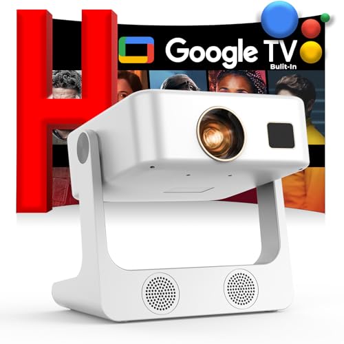 Outdoor-Projector-4K [Built-in Google TV/180°Rotatable Stand/Voice Control/E-Focus],Sovboi Smart-Movie-Projector with WiFi6 and Bluetooth, 2500 Brightness Portable-Proyector for 10,000+ Streaming Apps - color: Snow White
