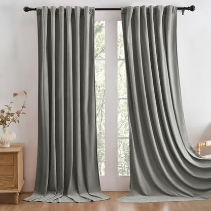 Manyshofu Dark Grey Velvet Curtains, 2 Panels Blackout 52x96 | Luxurious Velvet Feel, Thermal Insulated Noise Reducing, Dual Back Tab And Rod Pocket Hanging, Machine Wash Fade-Resistant - color: Grey, size: 52"W x 96"L (Pack of 2)