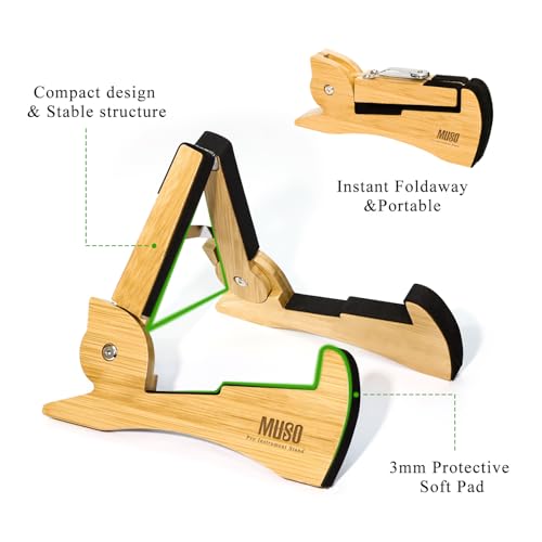 Guitar Stand, Acoustic Guitar Stand with Padded Foam, Classical Electric Guitar Stand,Folding Bass Guitar Display Stand Travel Guitar Stand, Compatible with Mandolin, Bass, Banjo, Ukulele,Rabbit-Shape Patented (Bamboo) - color: Bamboo