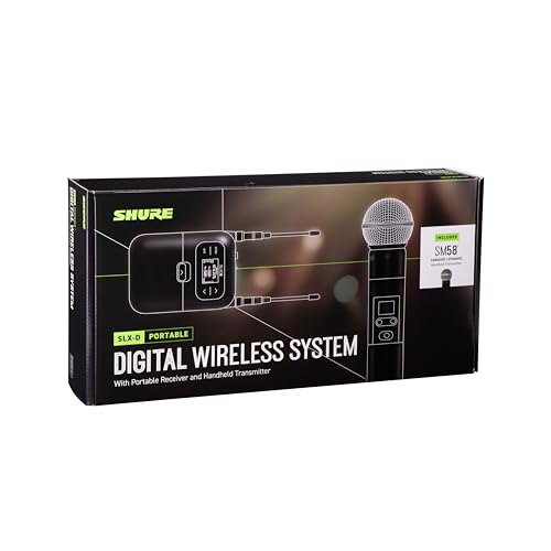 Shure SLXD25/SM58 Portable Digital Wireless System with SLXD2 Handheld Transmitter with SM58 legendary Cardioid Dynamic Vocal Microphone and SLXD5 Single-Channel Receiver | G58 Band (SLXD25/SM58-G58) - style: G58 Band (470-514 MHz)