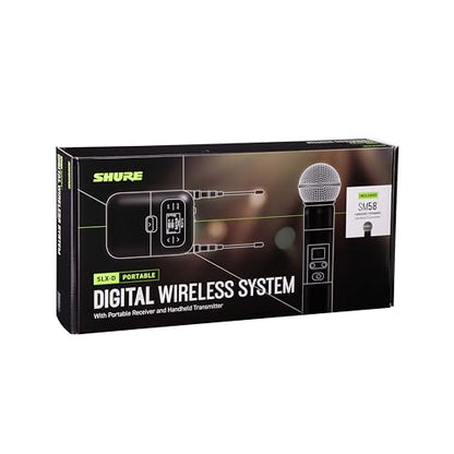Shure SLXD25/SM58 Portable Digital Wireless System with SLXD2 Handheld Transmitter with SM58 legendary Cardioid Dynamic Vocal Microphone and SLXD5 Single-Channel Receiver | G58 Band (SLXD25/SM58-G58) - style: G58 Band (470-514 MHz)