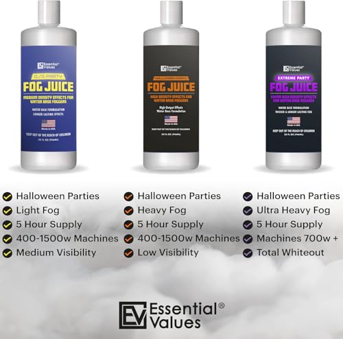 Fog Juice - Fog Machine Fluid | High Density (32 FL OZ / 1 Quart) Manufactured In USA – Perfect for 400 Watt to 1500 Fog Machines Produces Long Lasting High Density Fog for Water Based Foggers - size: 32 fl oz - High Density