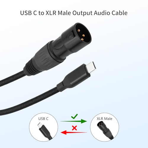 3.3FT USB-C to XLR Male Cable, USB-C to XLR Male Adapter Cable for Active Speakers, Mixers, Power Amplifiers and Professional Audio Equipment - size: XLR Male, style: 3.3FT