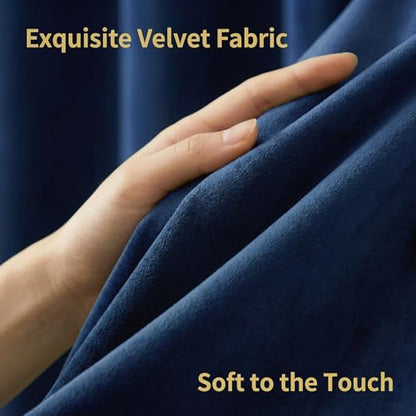 Navy Blue Velvet Curtains 84 inches Long Room Darkening Thermal Insulated | Super Soft, 2 Panels, Window Drapes with Back Tab & Rod Pocket for Living Room Bedroom, 52" W x 84" L - color: Navy Blue, size: 52"W x 84"L (Pack of 2)