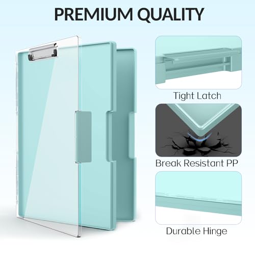 Sooez Nursing Clipboard with Storage, Clear Top Clip Boards 8.5x11, Green | Heavy Duty Plastic, Dry Erase, High Capacity, Nurse Essentials, Dental Assistant, Teacher & College School Office Supplies - color: Green
