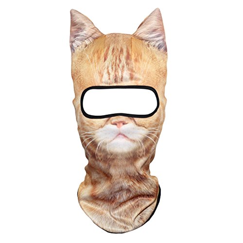 WTACTFUL 3D Animal Ears Balaclava, Breathable Face Mask for Halloween | Stand-Up Ears, Windproof Dustproof, Quick-Dry, No Fade Print, Soft, for Music Festivals Raves Ski Snowboard Moto Party - color: Exotic Shorthair Meb-25