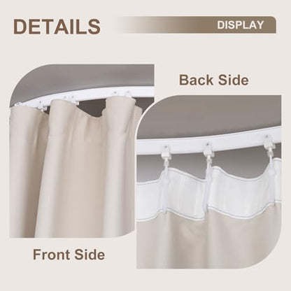 MaKefeile Room Divider Curtains & Flexible Bendable Tracks Set,Privacy Dividers Ceiling Track Curtain Window Blackout Curtains for Living Room Bedroom (W150 × H96 in 1 Panel Beige Drape & White Rail) - color: Beige, size: 150"W x 96"L (Pack of 1)