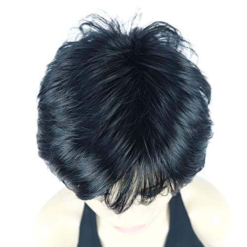 Lydell Short Layered Shaggy Wavy Full Synthetic Wigs Black - color: 1 Black