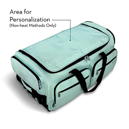 Mavii Dance Bag with Garment Rack, 28 Inch Rolling Duffel, Ideal for Competitions & Travel, Water-resistant/Wipe-clean Fabric, Lightweight Aluminum Rack, Wheeled Upright Luggage, Mint - color: Mint 28"