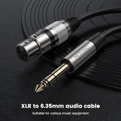 MOSWAG TRS to XLR 1/4 Inch to XLR Female 6.35mm TRS Jack Instrument Cable | XLR Female to 1/4 Mic Speaker Cord 10M/32.8FT for Speaker Amp Audio Sound Consoles Studio Recording Live Performance - size: 32.8 ft