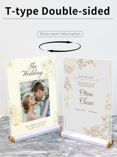 2 Pack Acrylic Sign Holder 8.5X11 Double-side Display for Wedding Anniversary Party, Vertical White Tabletop Display for Business Restaurant/Hotel/Office Meeting Events Information Holder - size: 8.5X11 T