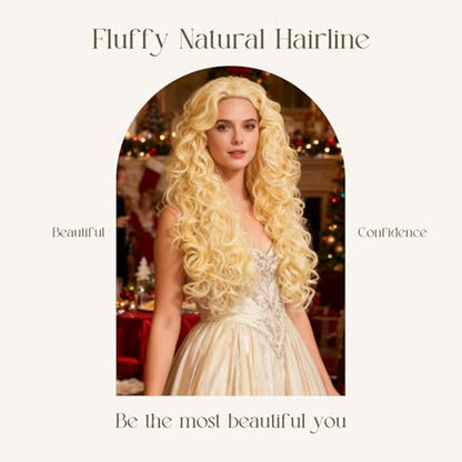Onedor Long Hair Curly Wavy Full Head Halloween Wigs Cosplay Costume Party Hairpiece (613#-Pale Blonde) - color: 613#-Pale Blonde