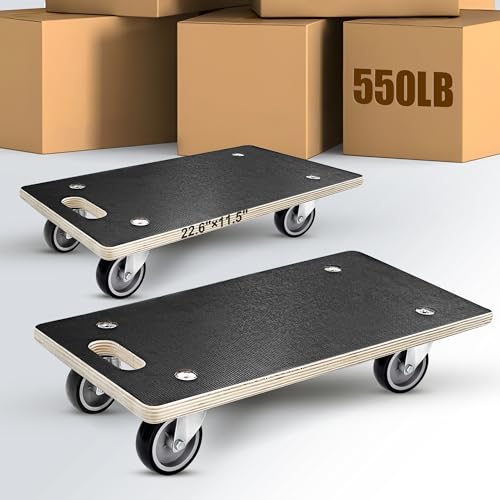 1100LB Heavy Duty Rectangle Moving Dolly Cart - 2-Pack with 3" TPR Wheels - size: Rectangle(2 Pack)