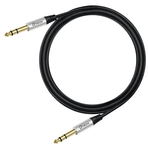 DTECH 3ft Electric Guitar Cable TRS 1/4 Instrument Cord Aux Balanced Stereo Jack Quarter Inch 6.35mm for DJ Speakers Amplifier Bass Studio Audio Monitor Mixer - size: 3ft