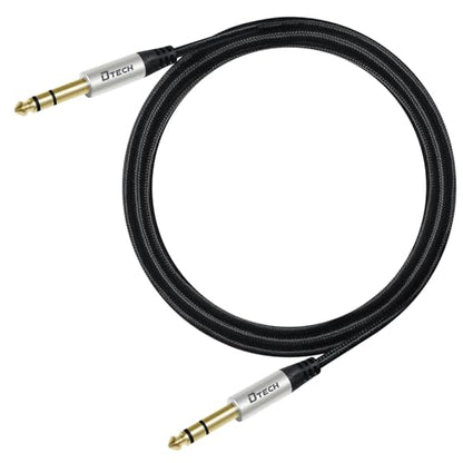 DTECH 3ft Electric Guitar Cable TRS 1/4 Instrument Cord Aux Balanced Stereo Jack Quarter Inch 6.35mm for DJ Speakers Amplifier Bass Studio Audio Monitor Mixer - size: 3ft