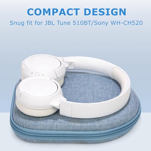 Ginsco Case Compatible with Sony WH-CH520 Wireless Headphones Bluetooth On-Ear Headset with Microphone, with JBL Tune 510BT/520BT/500BT/Junior 320 Ultra-Slim Case for On Ear Headphones (Light Blue) - color: Light Blue