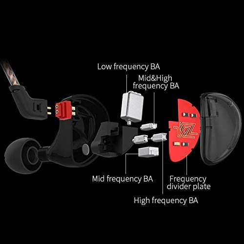 KZ AS10 IEM Headphone, 5 Balanced Armature Driver KZ Earbuds Wired Earphone, Stereo HiFi in Ear Monitor Headphone Musician Headset Earphone with Detachable 2 Pin Cable(No Microphone, Black) - color: Black, size: NO Microphone