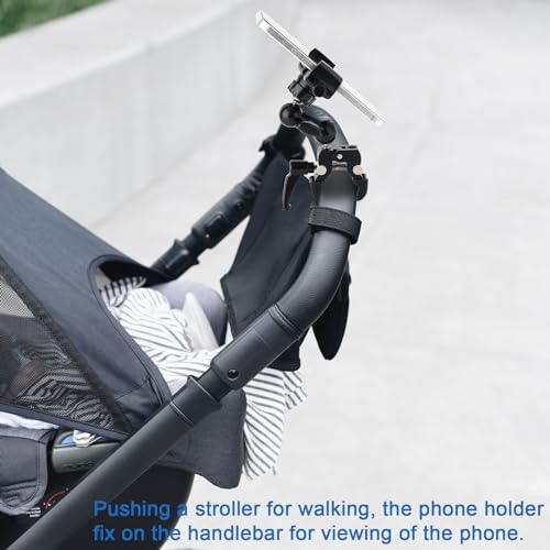 Mippko Phone Holder Clamp Mount for Treadmill/Spin Bike/Baby Stroller/Golf Cart/Music Stand/Microphone Stand/Handlebar,Compatible with 3.5~7.5" iPhone/Smartphone,360°Adjustable Aluminum Alloy Mount - style: Phone Holder
