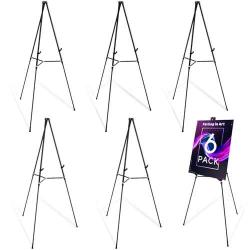 Falling in Art 63" Aluminum Display Easel Stand, Black 6 Pack - style: Black-6 Pack