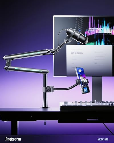 KBC1417 Phone Holder for Mic Stand, 13-Inch Gooseneck, Super Clamp | Mic Stand Phone Mount, Music Stand Phone Holder, Super Clamp Mount, 13-Inch Gooseneck, 0.47-1.8 Inch Pole Clamp - size: 13" with Clamp