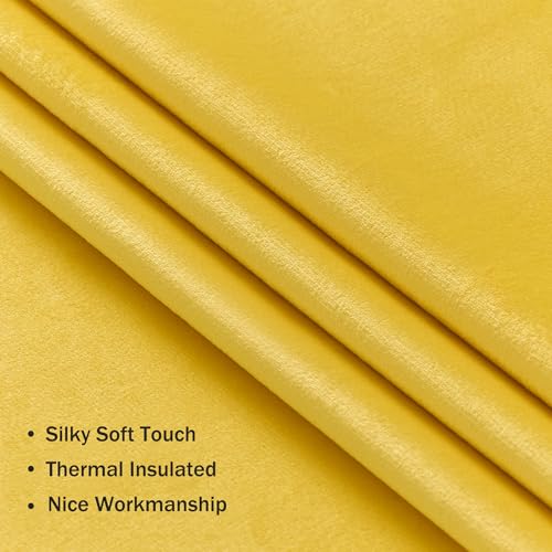 Miss SELETEX 2 Panels Blackout Velvet Curtains Solid Soft Yellow Curtains Back Tab Thermal Insulated Soundproof Room Darkening Drapes/Panels for Living Room Bedroom 52 x 84 Inch Length. - color: Yellow, size: 52"W x 84"L (Pack of 2)