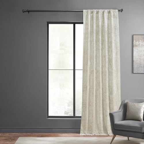 HPD Half Price Drapes Lush Crush Velvet Curtains - Room Darkening Curtain 84 Inches Long for Bedroom & Living Room, Luxury Look, Rod Pocket Design, (1 Panel), 50W x 84L, Champagne - color: Champagne, size: 50"W x 84"L (Pack of 1)