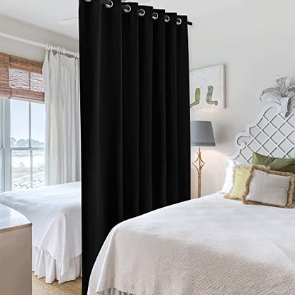 RYB HOME Extra Long Curtains for Home Theater Office Backdrop Dining Room - color: Black, size: 100"W x 144"L (Pack of 1)