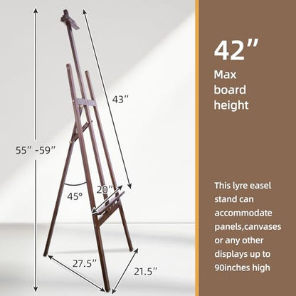 Adjustable Wooden Easel Stand for Painting&Display, Brown | Folding Art Easel for Display, Drawing, Wedding Sign and Poster, Suitable for Kids and Adults, Holds Up to 42" - style: Brown -1 Pack