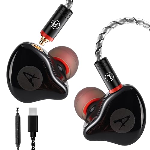 DEMAKE in Ear Monitor with Detachable Type-C Cable - color: Black, size: Type-C With Mic