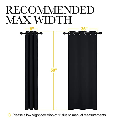 NICETOWN Blackout Draperies Window Curtain Panels, Autumn/Winter Thermal Insulated Solid Grommet Blackout Curtains/Drapes for Cafe (Set of 2, 42 inches by 50 inches, Black) - color: Black, size: 42"W x 50"L (Pack of 2)