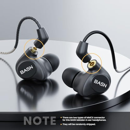 BASN Metalen 4 Drivers in-Ear Monitor Headphones, Wired Earbuds, Gray | 2BA+2DD Musicians Noise Isolating IEMs with Deep Bass, Two Detachable MMCX Cables with Case for Singers,Drummers,Bassists - color: Gray