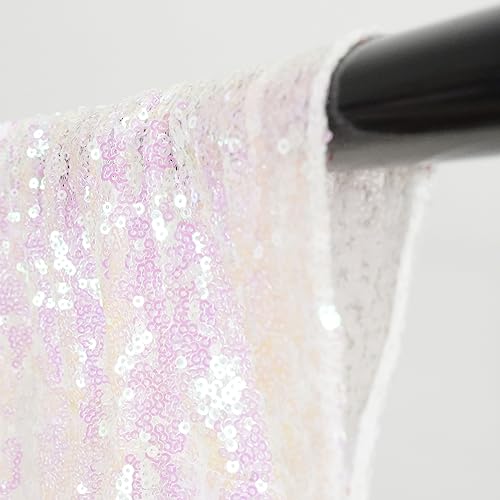 Eternal Beauty White Iridescent 3mm Sequin Backdrop 2x8 Ft 2 Pack Wedding | Dense Sparkle Fabric With Breathable Mesh Backing And Rod Pocket For Bridal Shower Parties And Photo Booth Events - color: Iridescent, size: 2Ftx8Ft