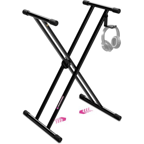 Liquid Stands Piano Keyboard Stand X Style Adjustable Portable Heavy Duty | Fits 54 61 88 Key Electric Compatibility, Double Braced Foldable Frame, Digital Music Table for Kids and Adults - color: Black X-Style